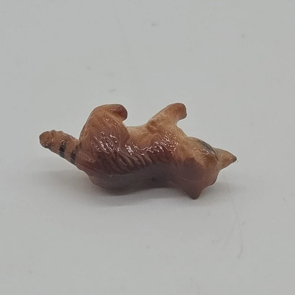 Vintage Lot Miniature Raccoon Hard Plastic Figurines Animal Momma Baby Hong Kong